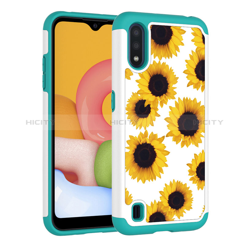 Silicone Matte Finish and Plastic Back Cover Case 360 Degrees U01 for Samsung Galaxy A01 SM-A015