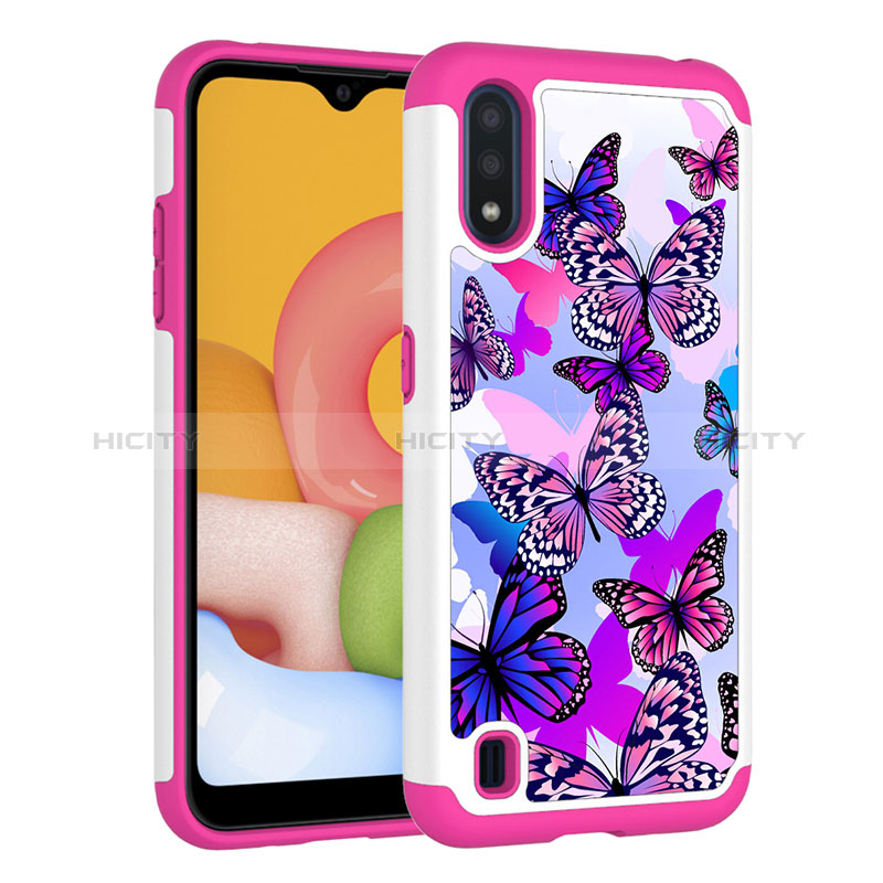 Silicone Matte Finish and Plastic Back Cover Case 360 Degrees U01 for Samsung Galaxy A01 SM-A015