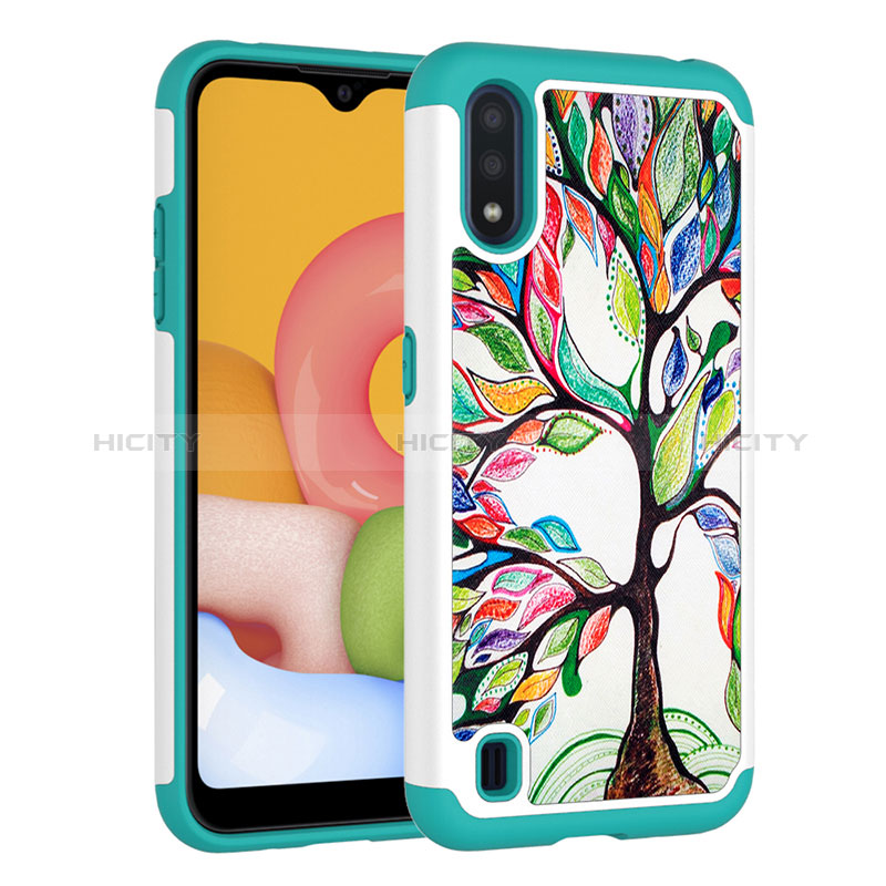 Silicone Matte Finish and Plastic Back Cover Case 360 Degrees U01 for Samsung Galaxy A01 SM-A015 Green