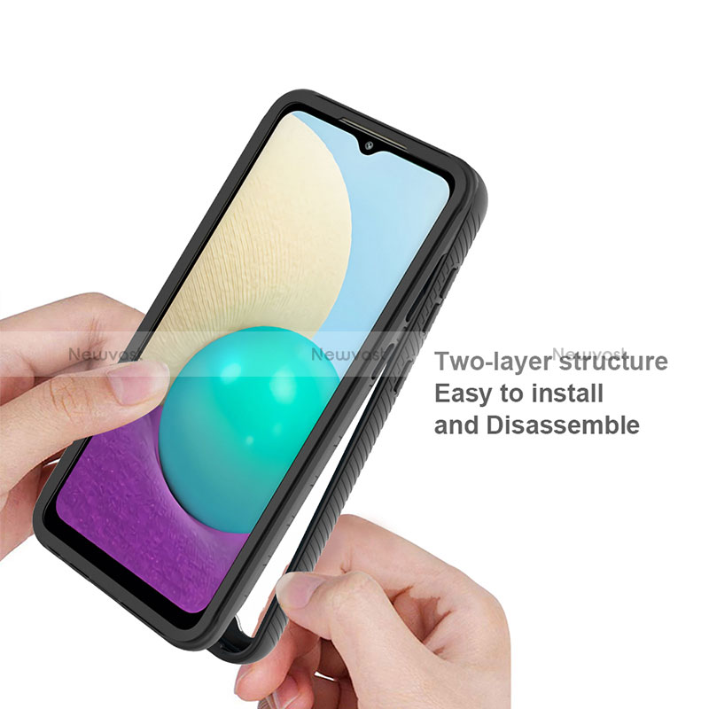 Silicone Matte Finish and Plastic Back Cover Case 360 Degrees U01 for Samsung Galaxy M02