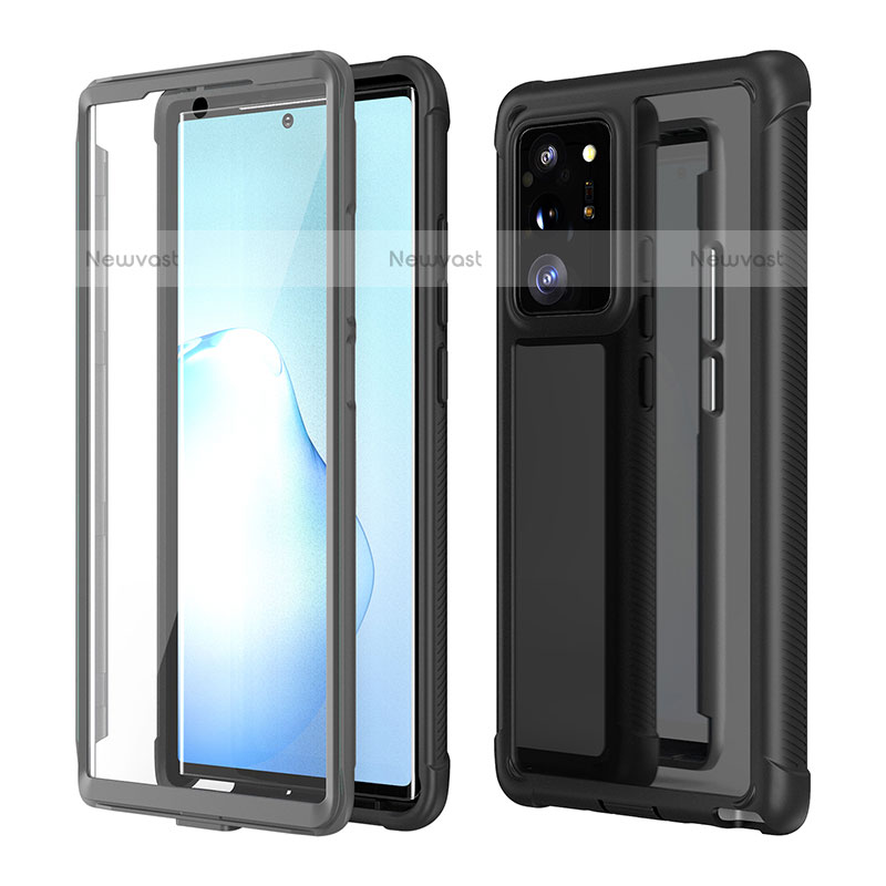Silicone Matte Finish and Plastic Back Cover Case 360 Degrees U01 for Samsung Galaxy Note 20 Ultra 5G Black