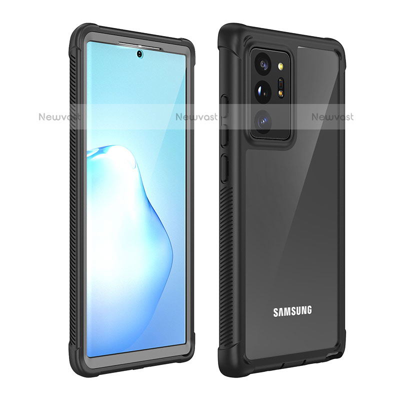 Silicone Matte Finish and Plastic Back Cover Case 360 Degrees U01 for Samsung Galaxy Note 20 Ultra 5G Black