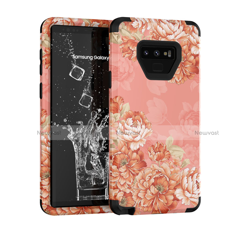 Silicone Matte Finish and Plastic Back Cover Case 360 Degrees U01 for Samsung Galaxy Note 9 Rose Gold