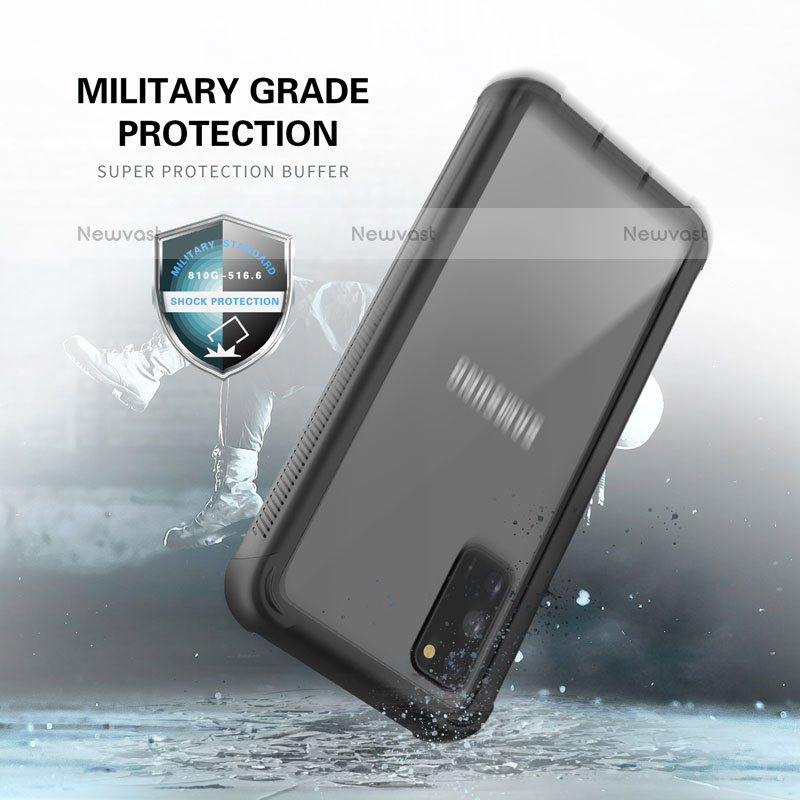 Silicone Matte Finish and Plastic Back Cover Case 360 Degrees U01 for Samsung Galaxy S20 5G Black