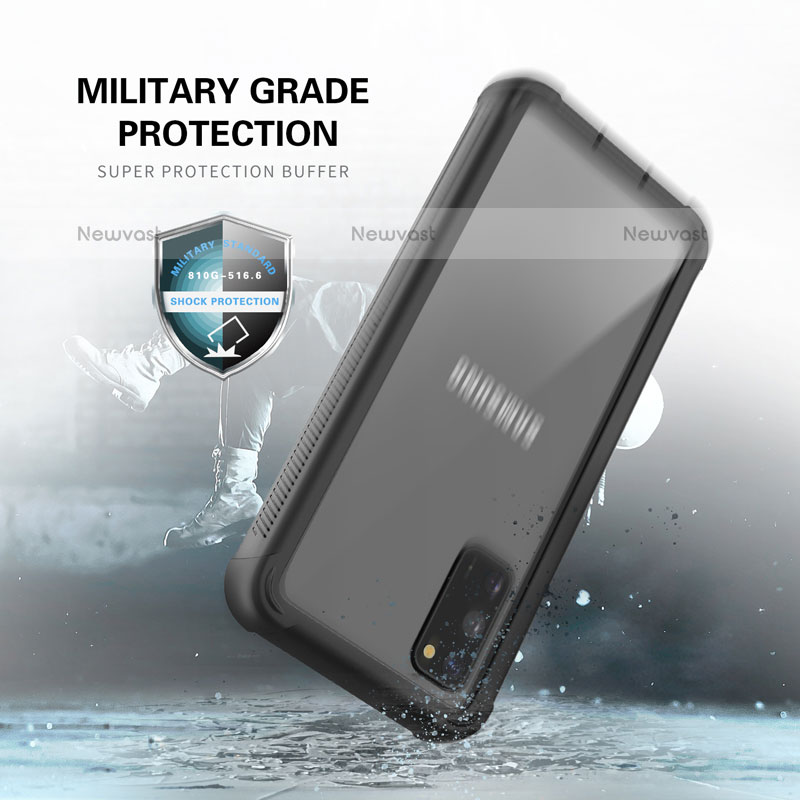 Silicone Matte Finish and Plastic Back Cover Case 360 Degrees U01 for Samsung Galaxy S20 Black