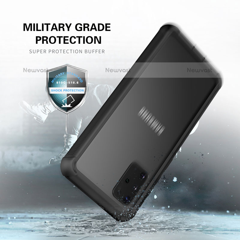 Silicone Matte Finish and Plastic Back Cover Case 360 Degrees U01 for Samsung Galaxy S20 Plus Black