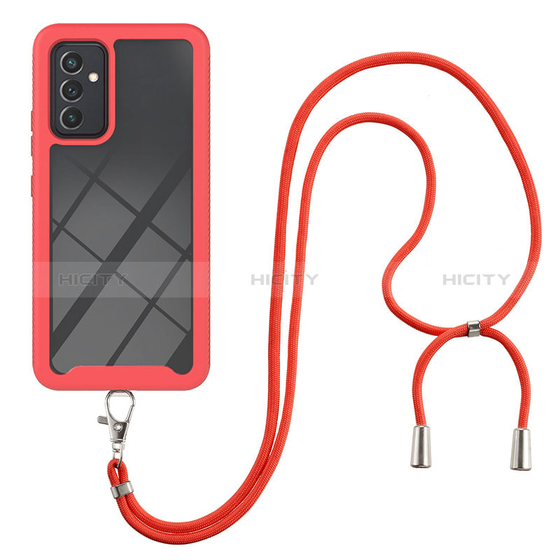 Silicone Matte Finish and Plastic Back Cover Case 360 Degrees with Lanyard Strap for Samsung Galaxy A25 5G
