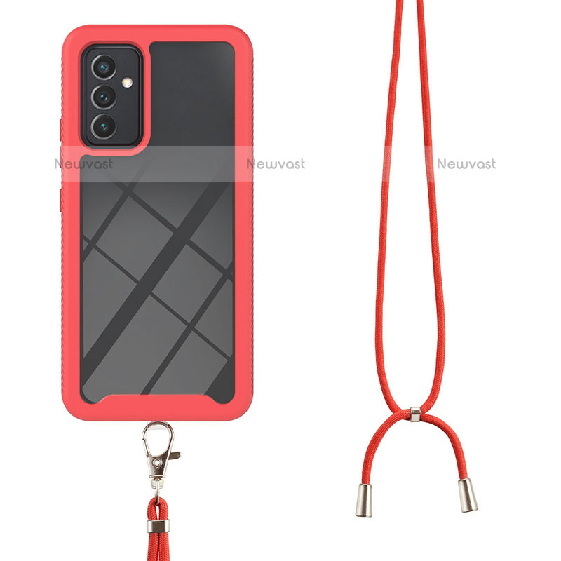 Silicone Matte Finish and Plastic Back Cover Case 360 Degrees with Lanyard Strap for Samsung Galaxy Quantum2 5G