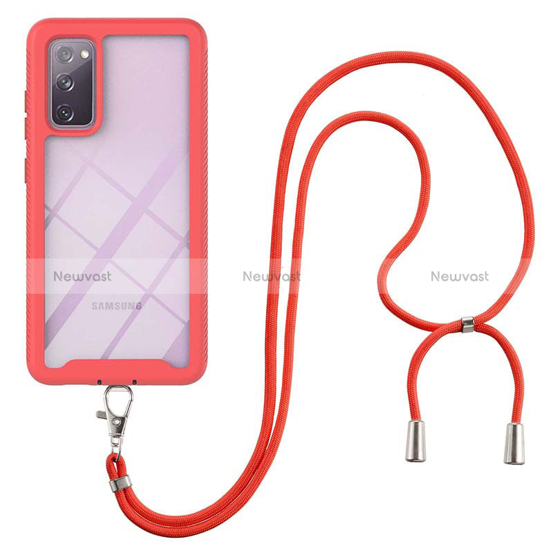 Silicone Matte Finish and Plastic Back Cover Case 360 Degrees with Lanyard Strap for Samsung Galaxy S20 FE 5G