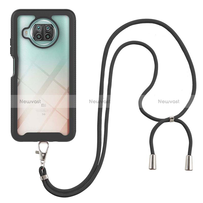 Silicone Matte Finish and Plastic Back Cover Case 360 Degrees with Lanyard Strap for Xiaomi Mi 10i 5G