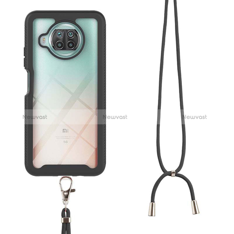 Silicone Matte Finish and Plastic Back Cover Case 360 Degrees with Lanyard Strap for Xiaomi Mi 10T Lite 5G