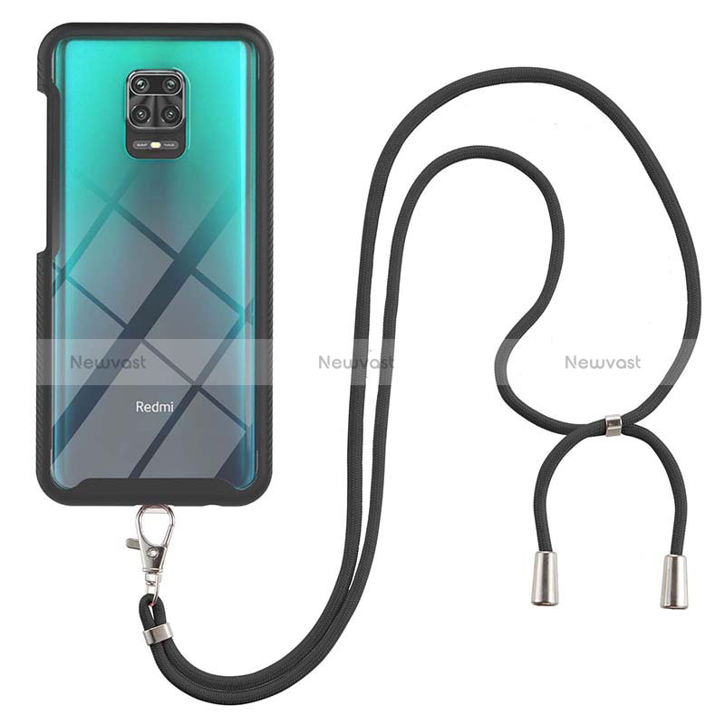 Silicone Matte Finish and Plastic Back Cover Case 360 Degrees with Lanyard Strap for Xiaomi Poco M2 Pro