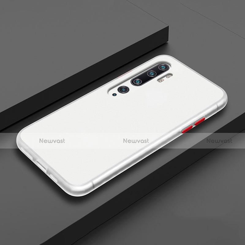 Silicone Matte Finish and Plastic Back Cover Case D01 for Xiaomi Mi Note 10 Pro White