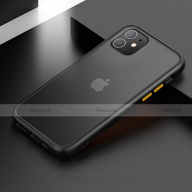 Silicone Matte Finish and Plastic Back Cover Case for Apple iPhone 11 Black