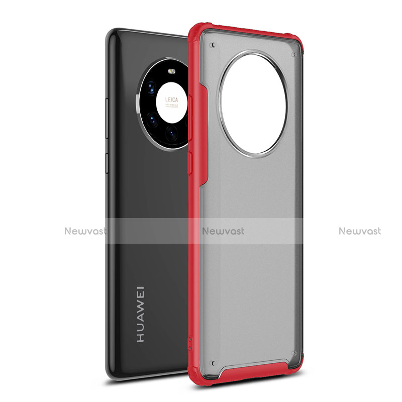 Silicone Matte Finish and Plastic Back Cover Case for Huawei Mate 40 Pro+ Plus Red