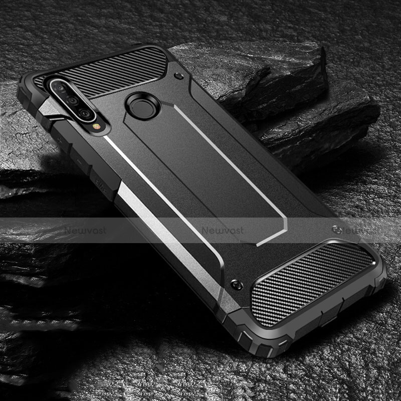 Silicone Matte Finish and Plastic Back Cover Case for Huawei Nova 4e Black