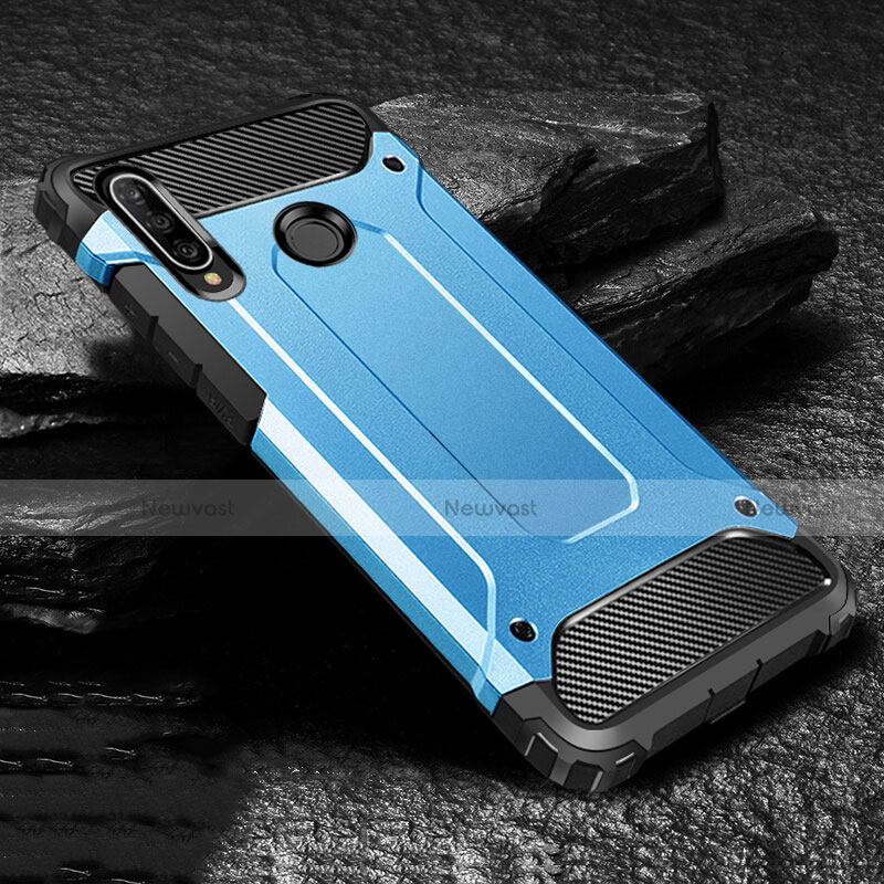 Silicone Matte Finish and Plastic Back Cover Case for Huawei Nova 4e Blue