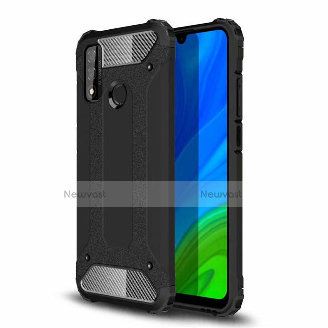Silicone Matte Finish and Plastic Back Cover Case for Huawei P Smart (2020) Black