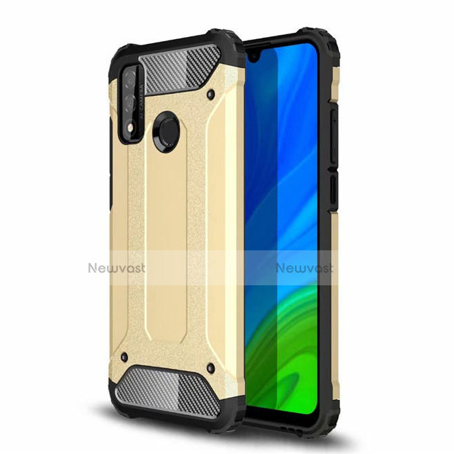 Silicone Matte Finish and Plastic Back Cover Case for Huawei P Smart (2020) Gold