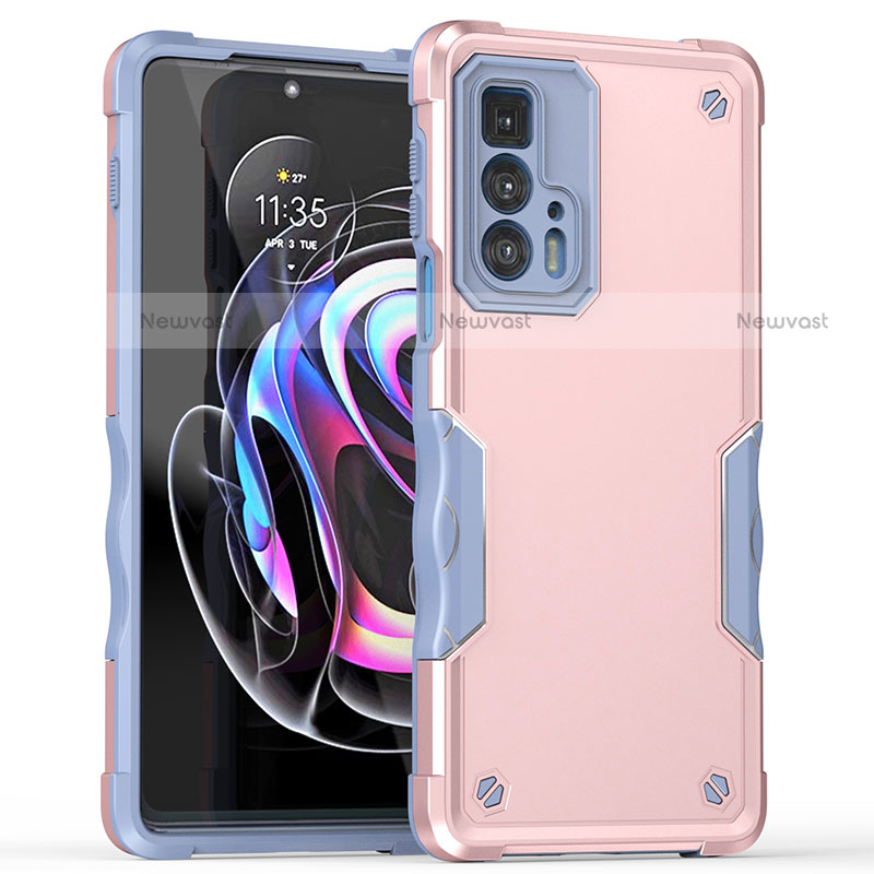 Silicone Matte Finish and Plastic Back Cover Case for Motorola Moto Edge 20 Pro 5G Pink