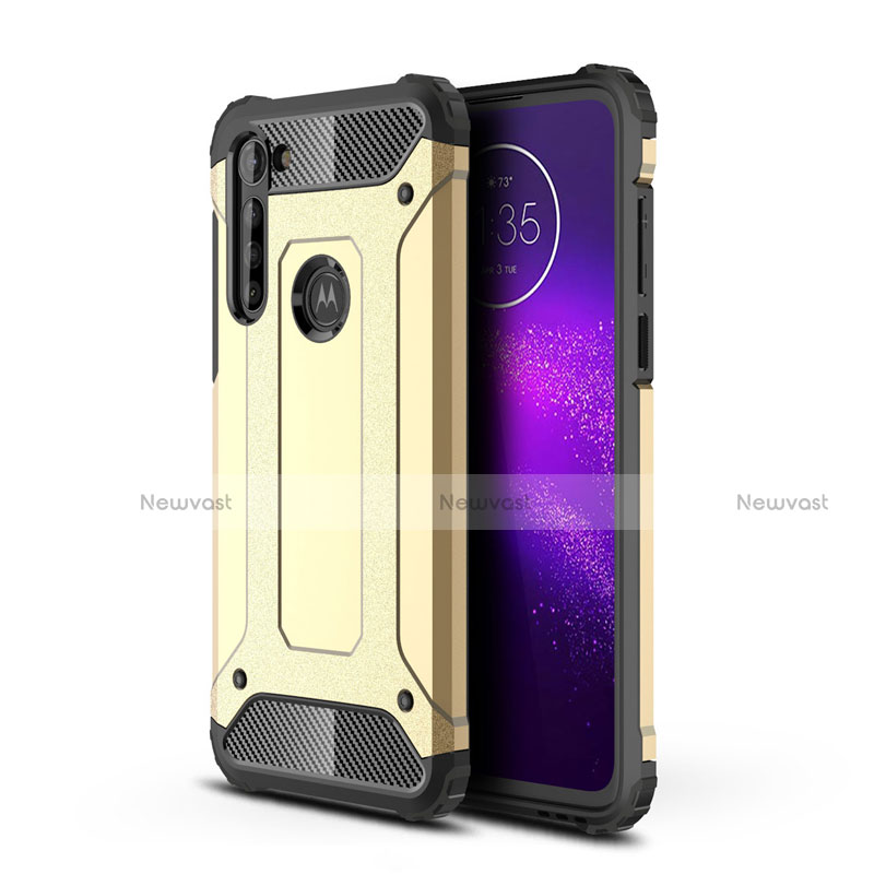 Silicone Matte Finish and Plastic Back Cover Case for Motorola Moto G8 Power Gold
