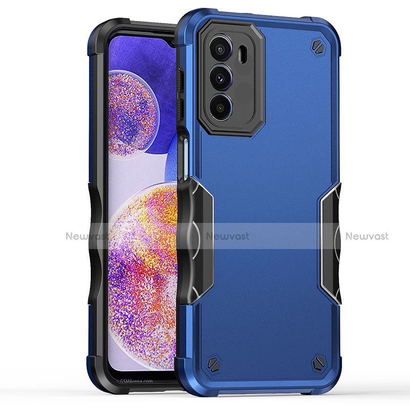 Silicone Matte Finish and Plastic Back Cover Case for Motorola Moto G82 5G Blue