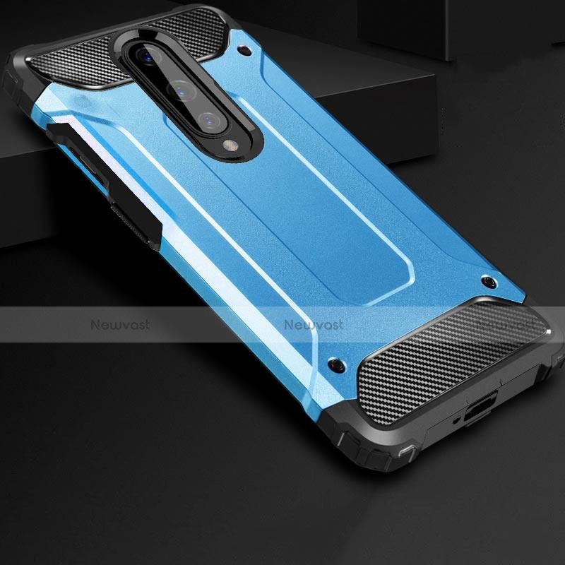 Silicone Matte Finish and Plastic Back Cover Case for OnePlus 8 Blue