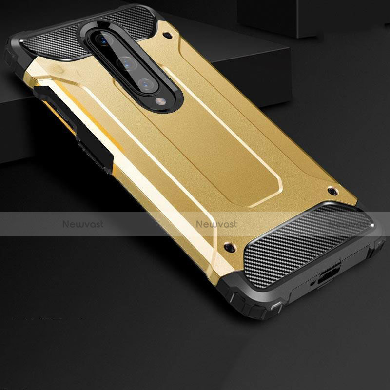 Silicone Matte Finish and Plastic Back Cover Case for OnePlus 8 Gold