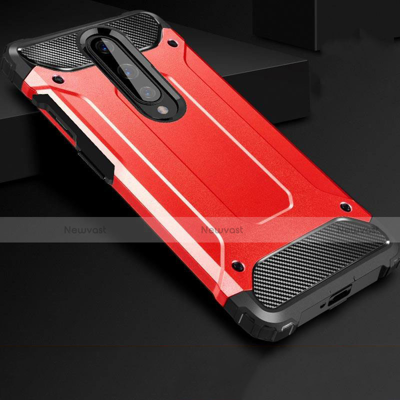 Silicone Matte Finish and Plastic Back Cover Case for OnePlus 8 Red