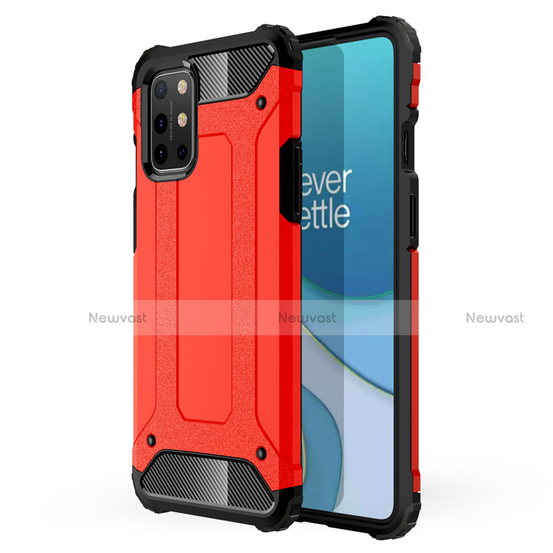 Silicone Matte Finish and Plastic Back Cover Case for OnePlus 8T 5G Red