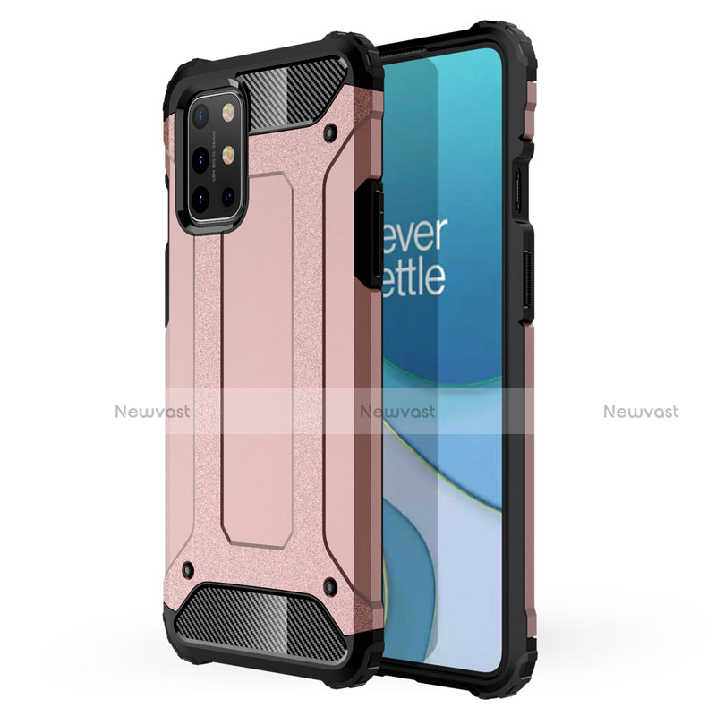 Silicone Matte Finish and Plastic Back Cover Case for OnePlus 8T 5G Rose Gold