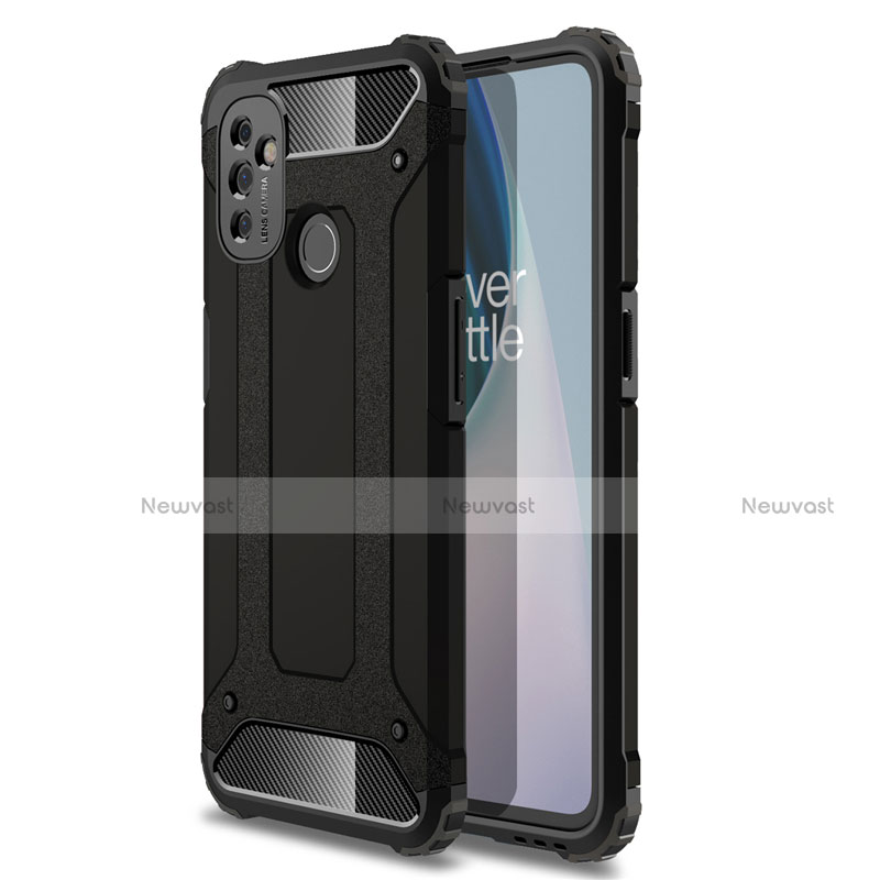 Silicone Matte Finish and Plastic Back Cover Case for OnePlus Nord N100 Black