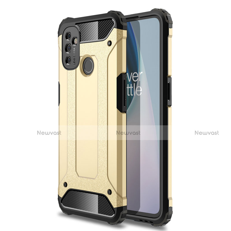 Silicone Matte Finish and Plastic Back Cover Case for OnePlus Nord N100 Gold