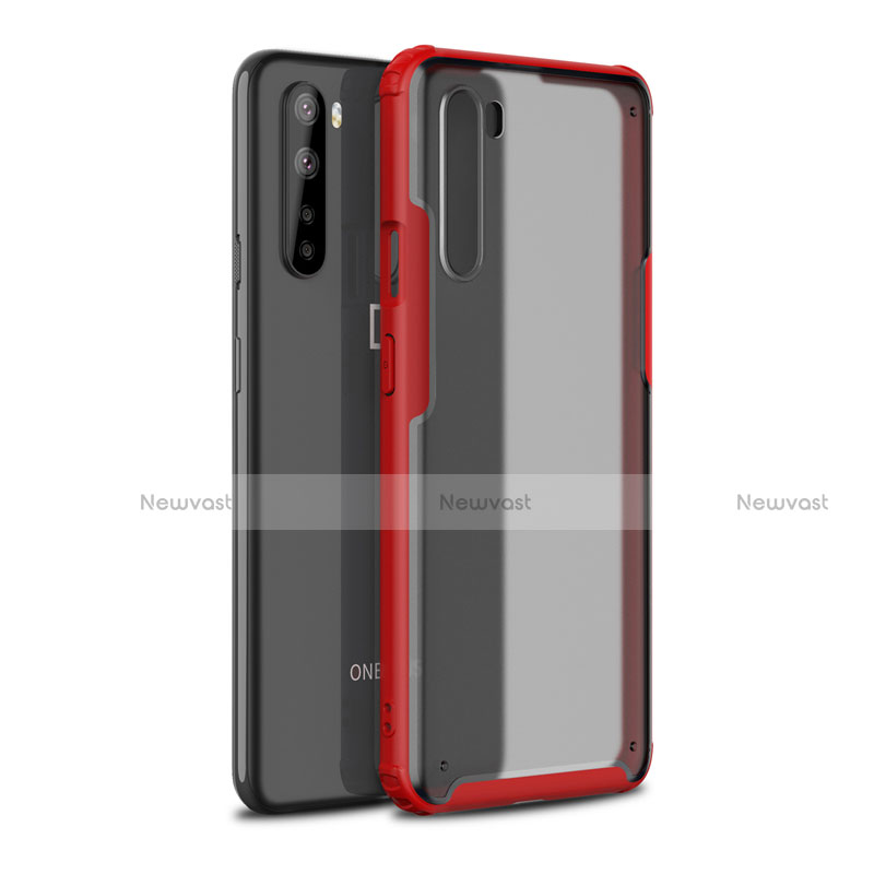 Silicone Matte Finish and Plastic Back Cover Case for OnePlus Nord Red