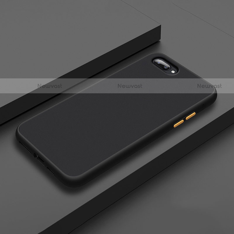 Silicone Matte Finish and Plastic Back Cover Case for Oppo A12e Black