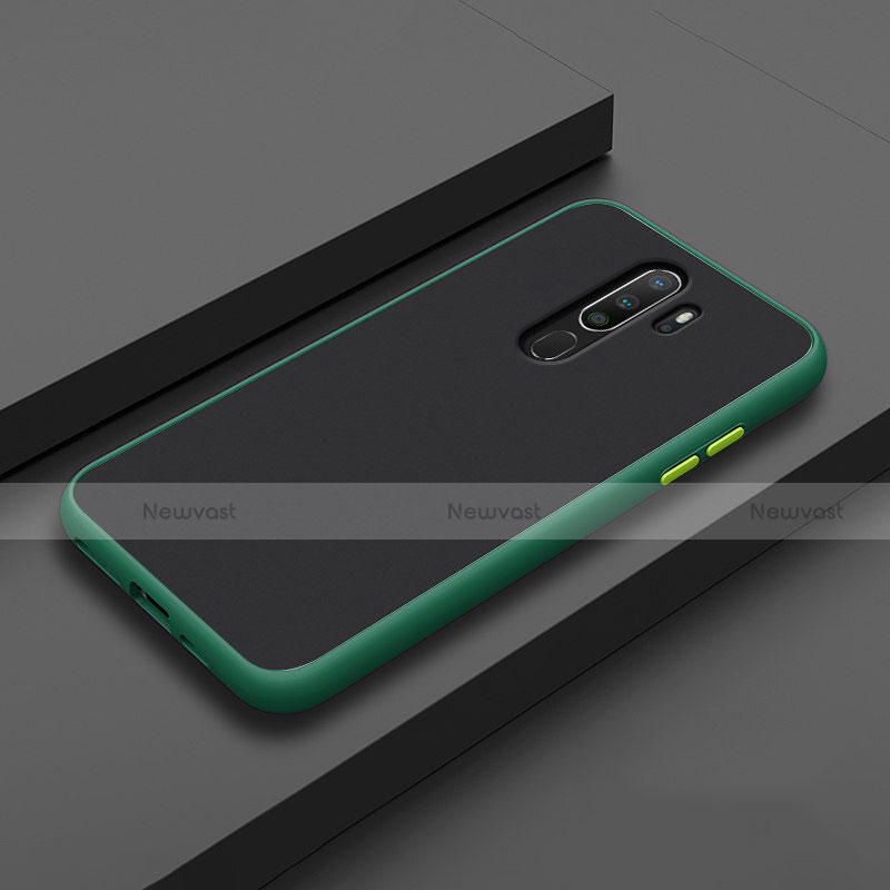 Silicone Matte Finish and Plastic Back Cover Case for Oppo A9 (2020) Cyan