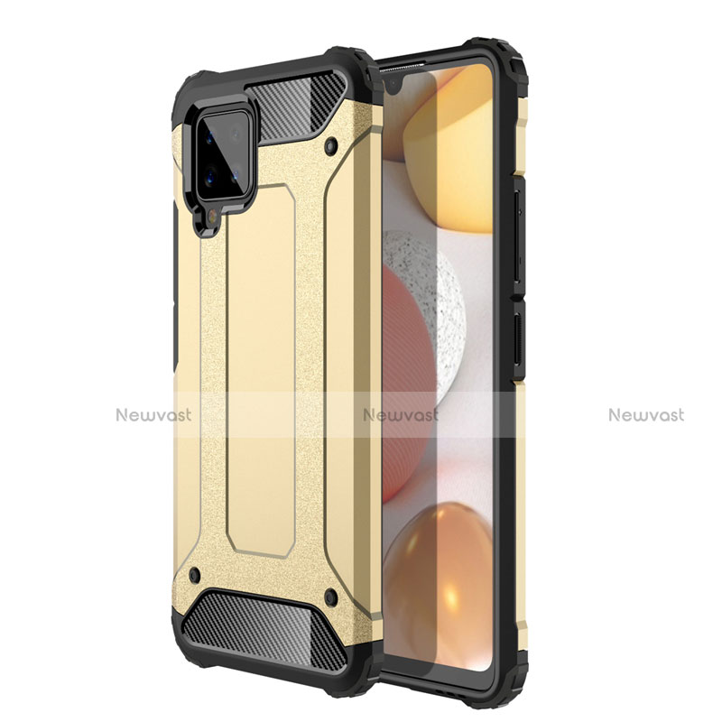 Silicone Matte Finish and Plastic Back Cover Case for Samsung Galaxy A42 5G Gold