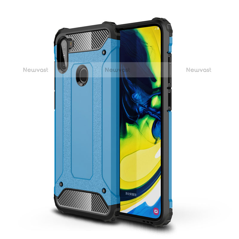 Silicone Matte Finish and Plastic Back Cover Case for Samsung Galaxy M11 Sky Blue
