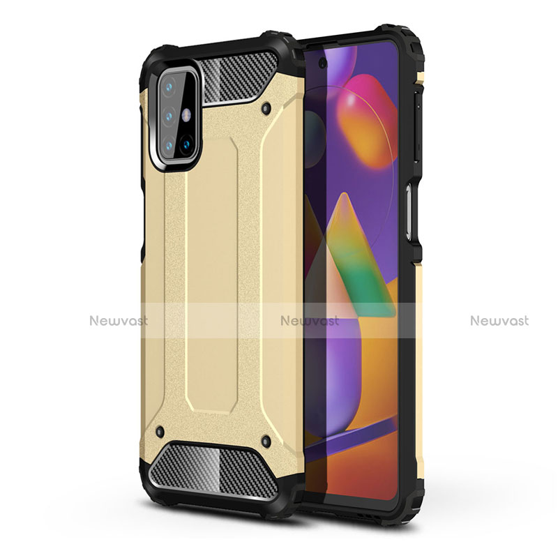 Silicone Matte Finish and Plastic Back Cover Case for Samsung Galaxy M31s Gold