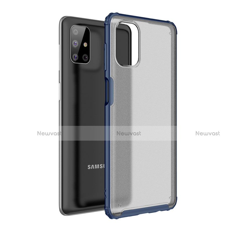 Silicone Matte Finish and Plastic Back Cover Case for Samsung Galaxy M51 Blue