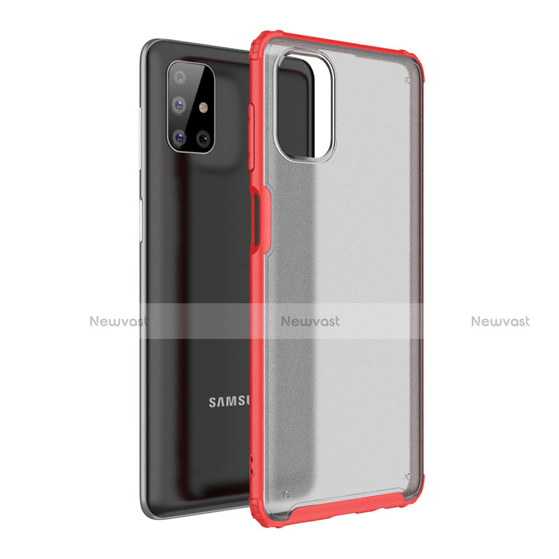 Silicone Matte Finish and Plastic Back Cover Case for Samsung Galaxy M51 Red