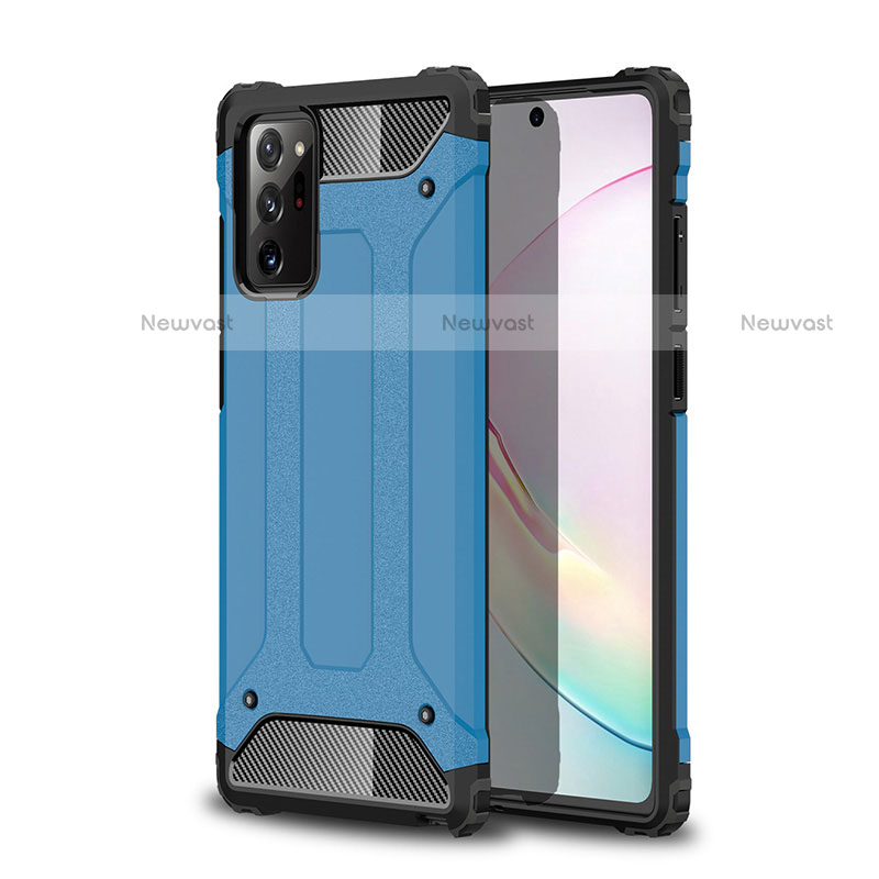Silicone Matte Finish and Plastic Back Cover Case for Samsung Galaxy Note 20 Ultra 5G Sky Blue
