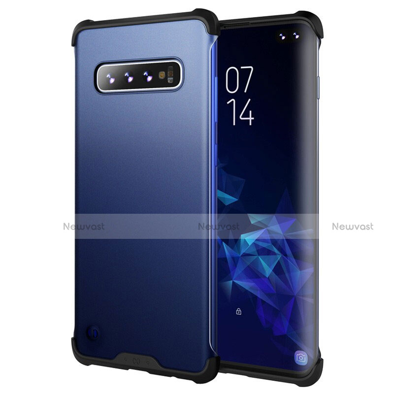 Silicone Matte Finish and Plastic Back Cover Case for Samsung Galaxy S10 Plus Blue