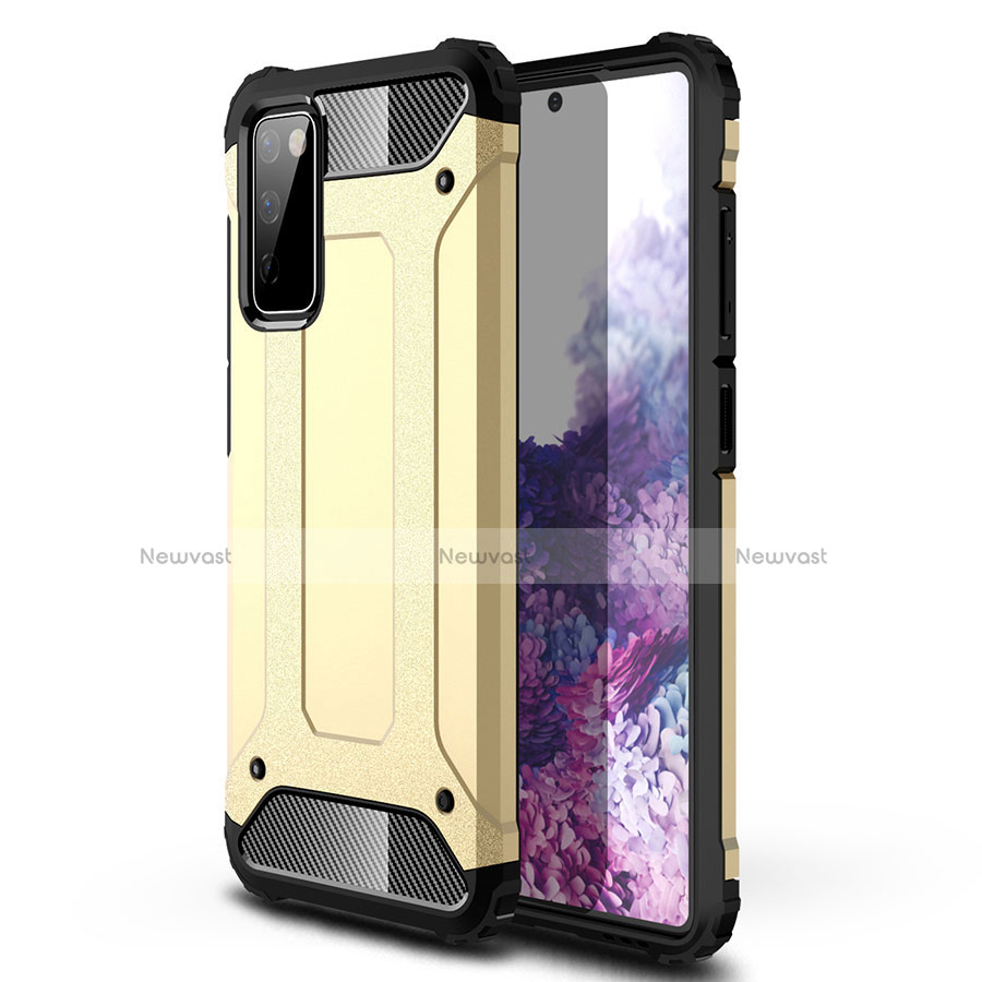 Silicone Matte Finish and Plastic Back Cover Case for Samsung Galaxy S20 FE 2022 5G Gold