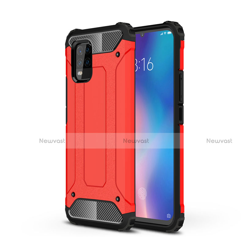 Silicone Matte Finish and Plastic Back Cover Case for Xiaomi Mi 10 Lite Red
