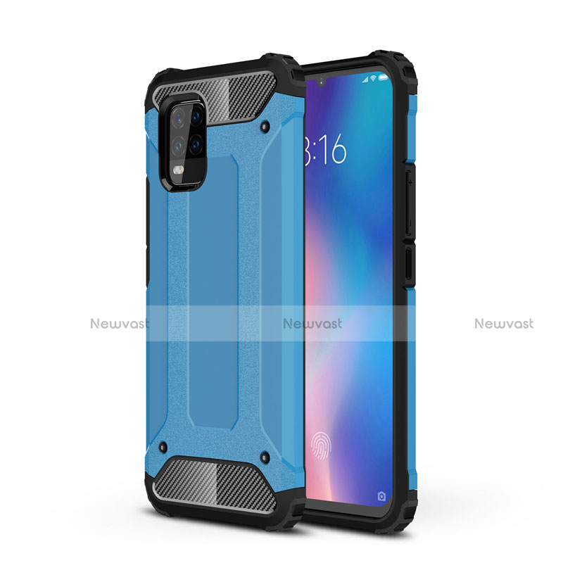 Silicone Matte Finish and Plastic Back Cover Case for Xiaomi Mi 10 Lite Sky Blue