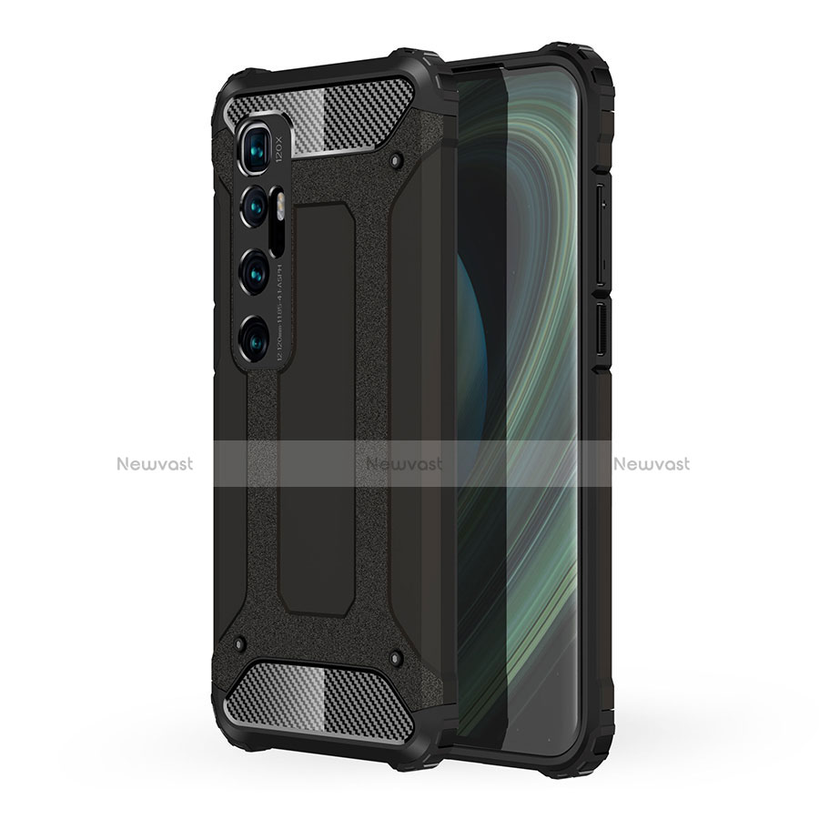 Silicone Matte Finish and Plastic Back Cover Case for Xiaomi Mi 10 Ultra Black