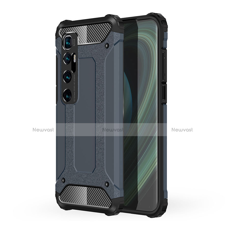 Silicone Matte Finish and Plastic Back Cover Case for Xiaomi Mi 10 Ultra Blue