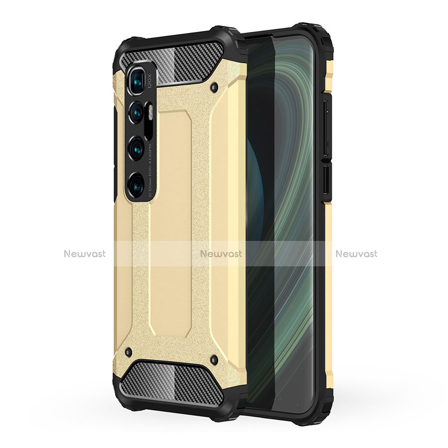 Silicone Matte Finish and Plastic Back Cover Case for Xiaomi Mi 10 Ultra Gold
