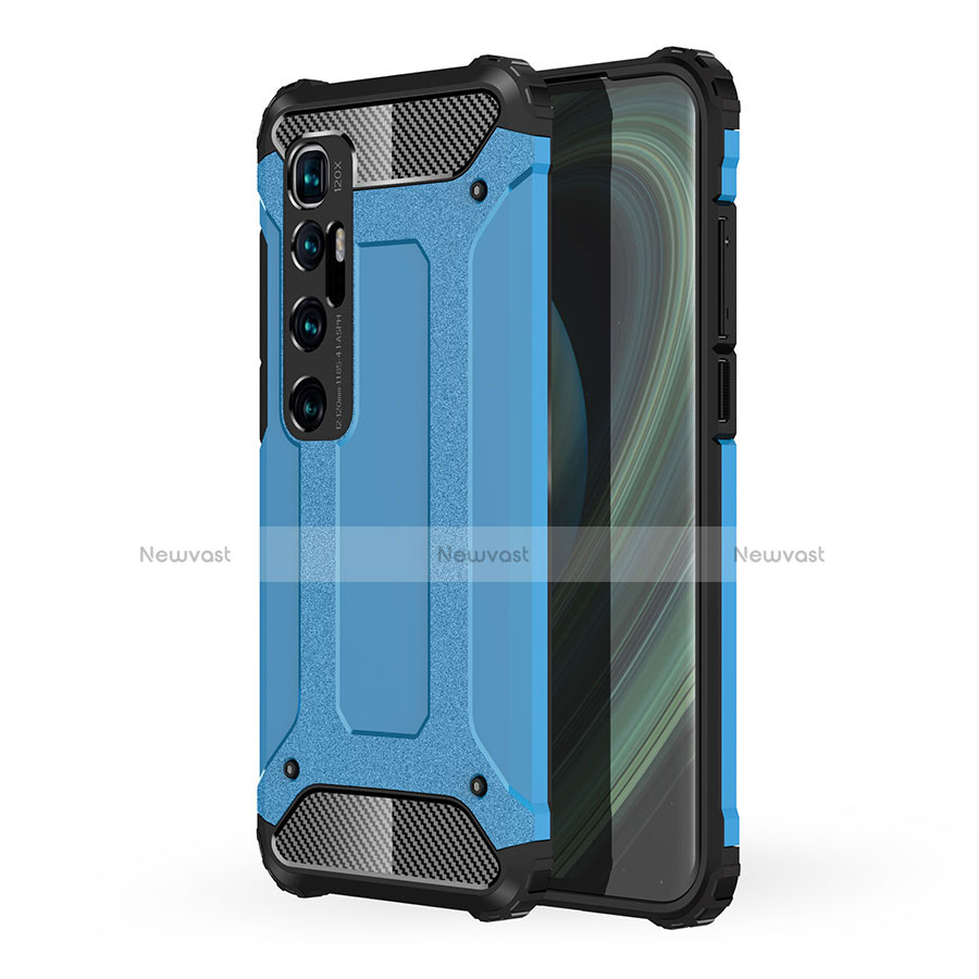 Silicone Matte Finish and Plastic Back Cover Case for Xiaomi Mi 10 Ultra Sky Blue